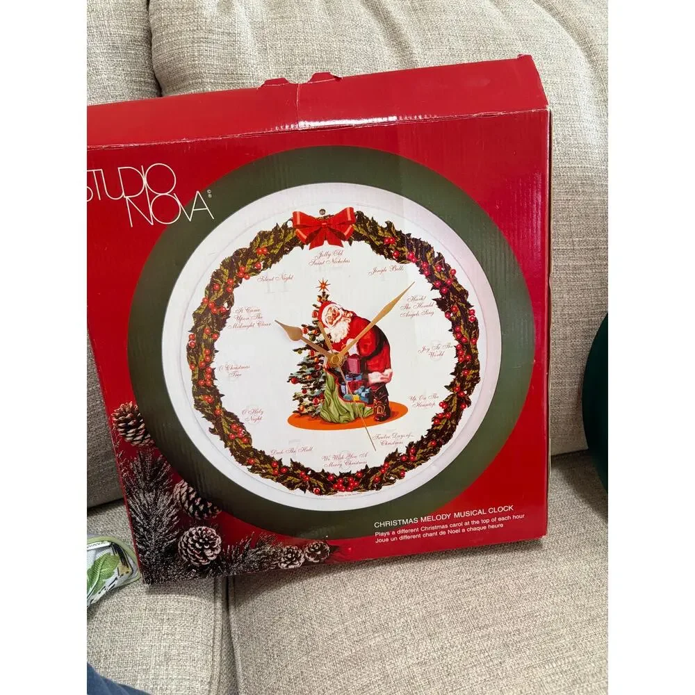 Vtg Studio Nova Christmas Melody Musical Clock -works